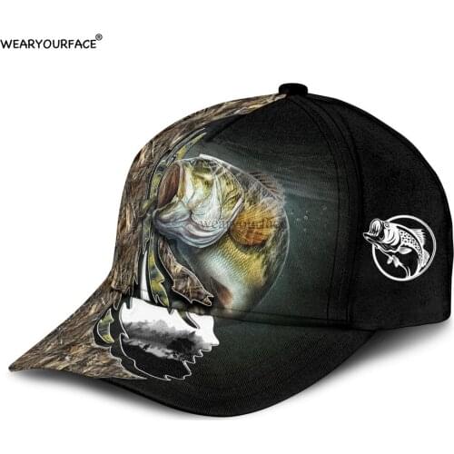Bass Fishing Animals 3D All Over Printed Snapback Hat Men Women Adult Hip Hop Headwear Outdoor Sun Visor Baseball Cap