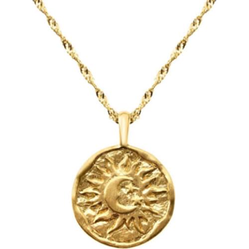 CANNER Real 925 Sterling Silver Necklace For Women Ins Sun Moon Clavicle Jewelry Charming Pendant Chain 18K Choker Bijoux Collar