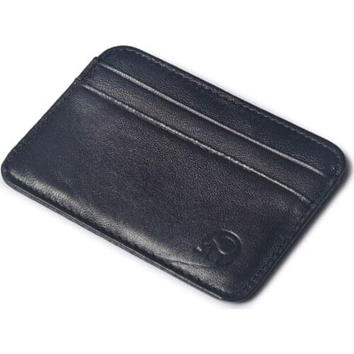 Wholesale Leather Credit Cards Case Mini Card Wallet Men Thin Sheepskin Business Bank Cards Holder ID Cards Pack Coin Cash Purse