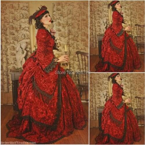 Custom-madeOn sale R-026 19 century Victorian Gothic Lolita/Civil War Southern Belle Ball Halloween dresses Sz US 6-26 XS-6XL