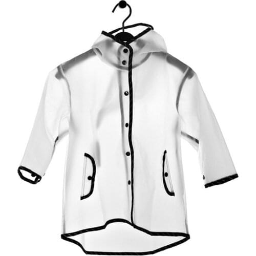 Portable Hooded Kids Raincoat Clear Jacket Rain Coat Durable Lightweight Rain Wear for Girls Boys Children, S, M, L, XL, XXL