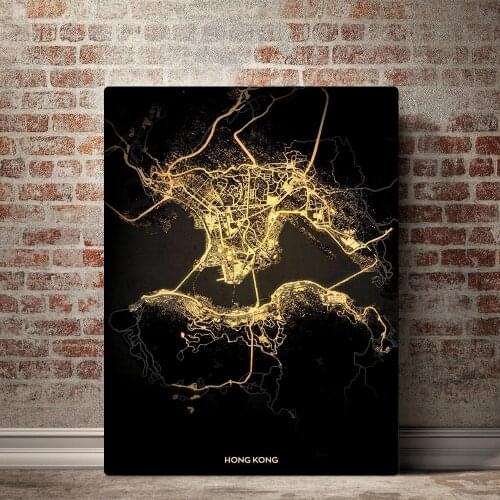 Home Decor Hong Kong Canvas Painting HD Printed Light Map Poster Wall Art Modular Modern Pictures Bedroom Background No Frame