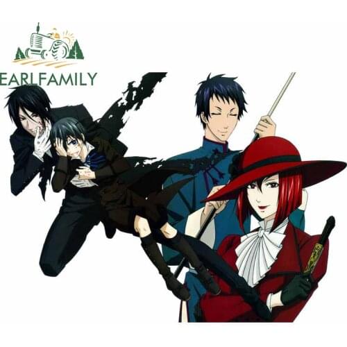 EARLFAMILY 13cm x 9.5cm for Black Butler Sebastian Michaelis Ciel RV Decal Personality Anime Car StickersVinyl material Graphics