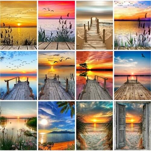 EverShine Diamond Painting Sunset Cross Stitch Diamond Mosaic Landscape Picture Rhinestones Art Kits New Arrivals Home Decor