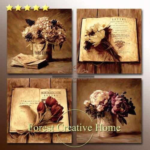 European classic retro flower oil painting art printing vintage home decor american country style canvas art oil painting wall