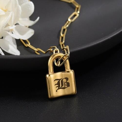 Hip Hop Necklace Lock Women/Men Punk Rock Padlock Pendant Necklace Emo Grunge Goth Jewelry/Paperclip Chain Link Lock Collier