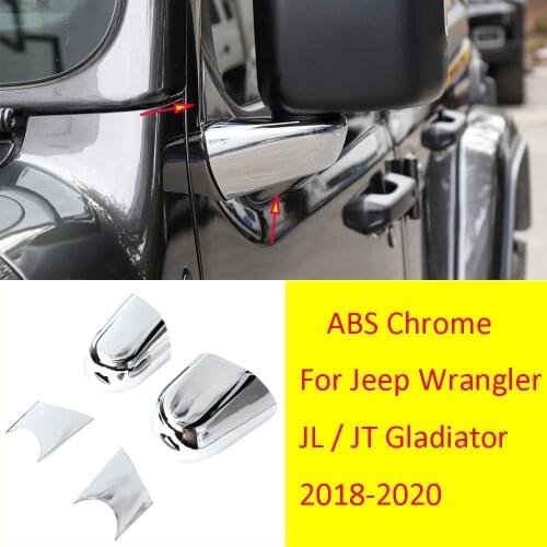 Chrome ABS Side Rearview Mirror Base Cover Fit For Jeep Wrangler JL JT 2018-2020