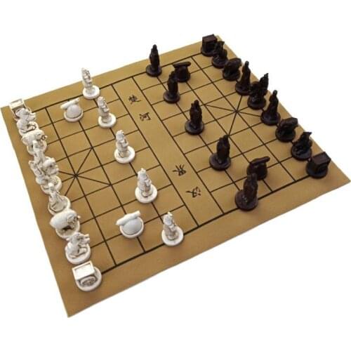 Quality Traditional Chinese Chess Game Set Resin Chess Pieces Soft Chessboard Archaize Retro Chess Board Games Entertainment