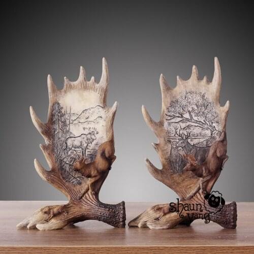 COOL! Creative Retro Decoration Artwork Ancient elk antlers 28CM*18cm Resin Decorations office desks
