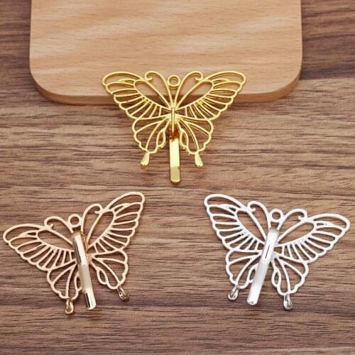 10 Pieces/Lot 52mm Butterfly Metal Hair Clip Clasp Hairpins Headwear Vintage Hair Accessories