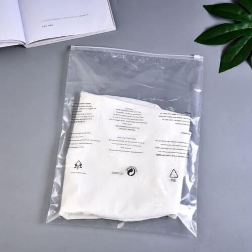 PE Transparent Warning Words Zipper Bag T-shirt Underwear Bra Socks Packaging Bag Plastic Ziplock Bag (3 Pcs)