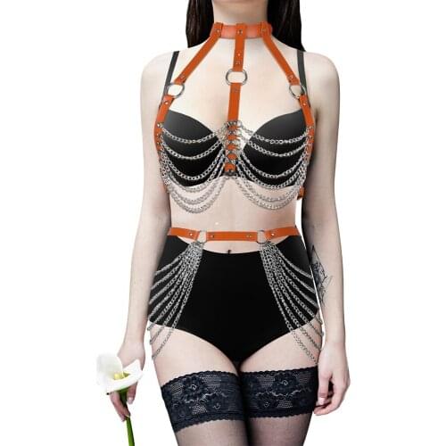 Harness Erotic Accessories Leather Garter Belt Womens Fetish Suspenders Lingerie Stocking Tights Pole Dance Punk Rave Bodysuit