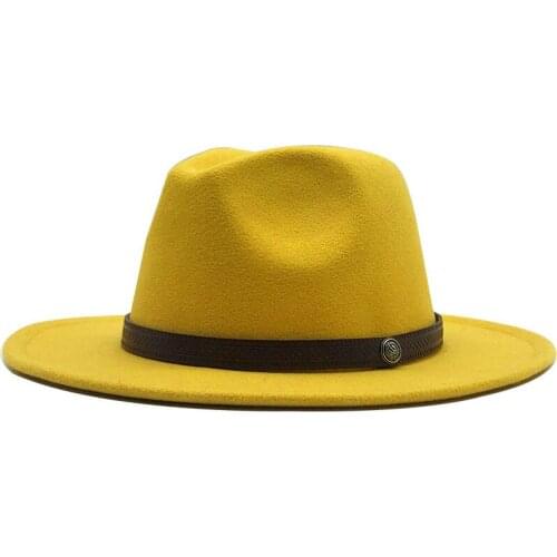 Simple Fedora Hat Men Women Imitation Woolen Winter Felt Hats Men Fashion Jazz Hat Fedoras Chapeau 56-60CM
