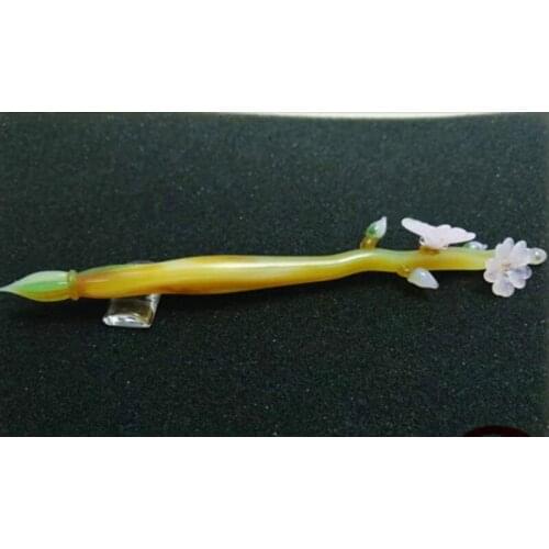 Luxury Handmade Glass Dip Pen Japanese And Korean Stationery Personalized Pen Bag Peach Blossom Pen