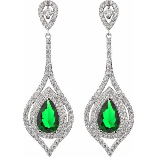 Luxurious and exaggerated pear-shaped zircon earrings, female/girl wedding party fashion jewelry.ER-217