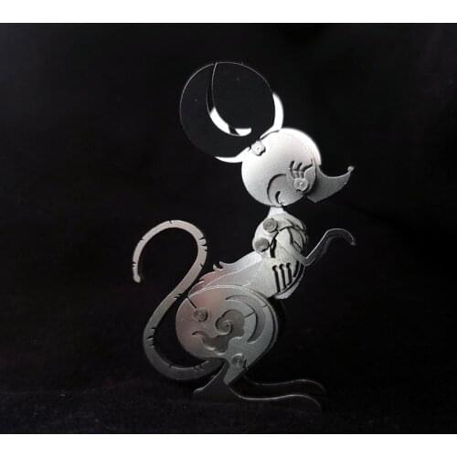 Steel Warcraft Chinese Zodiac Mouse 3D Metal Puzzle The Model DIY Cut Assemble Jigsaw Toy Desktop Decoration Gift For Adult kids
