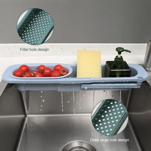 Telescopic Sink Shelf Kitchen Storage Rack Soap Sponge Drain Rack Basket Faucet Holder Adjustable Bathroom Sink Organizer Case