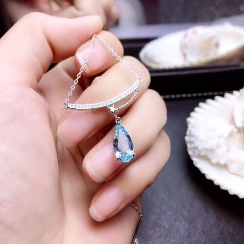 Topaz Pendant Natural And Real Topaz Necklace 925 sterling silver Fine jewelry Toapz Pendant