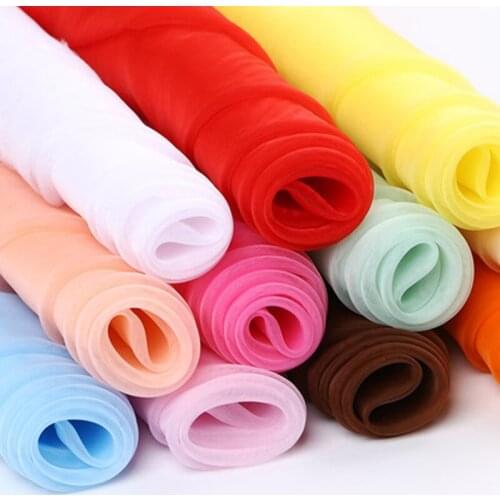 100X150cm Solid Organza Tulle Fabric Muslin Fabric Mesh DIY Clothes Wedding Dress Home DIY Crafts Decoration Cloth Tissu Telas