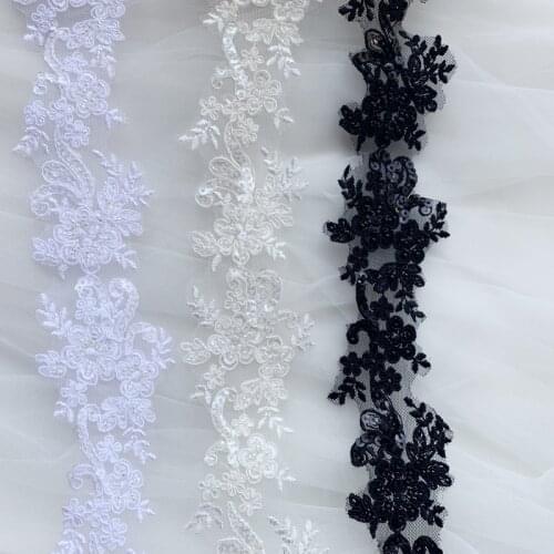 High quality Gorgeous Beaded Alencon Lace Trim, for Wedding Dress Straps, Bridal Veil Lace
