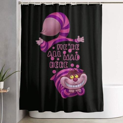 Alice in Wonderland CAT Shower Curtain Cute Funny Waterproof Polyester Bathroom Decor