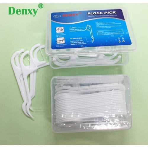 Denxy 100 pcs Portable Dental Floss Teeth Sticks Oral Care Hygiene Toothpick With Box Individual Package Clean Oral Care