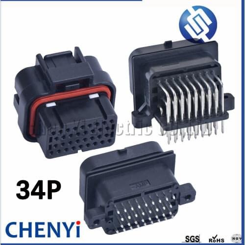 1set 4-1437290-0 2-6447232-3 TE AMP SUPERSEAL 34 Pin electrical female male Straight PCB Socket Wire-to-Board connector ECU plug