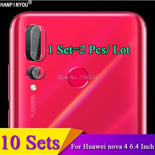 10 Sets/Lot For Huawei nova 4 nova4 6.4" Clear Rear Camera Lens Protective Protector Cover Soft Fiber Tempered Glass Film Guard