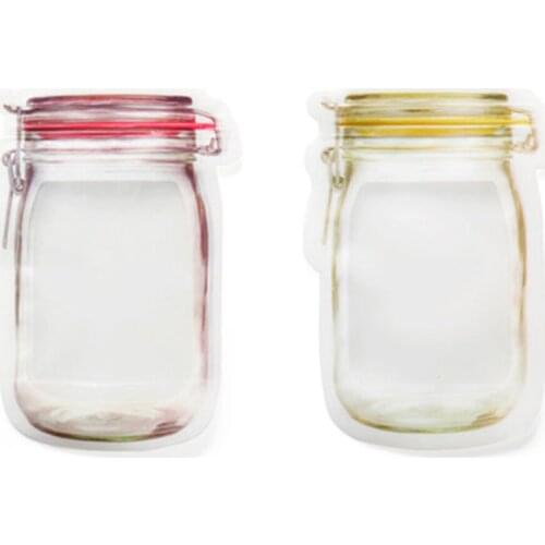 12Pcs Food Storage Bag Preservation Fridge Freezing Food Storage Reusable Jar Bags Fresh Produce Mason Bottle Ziplock Bags