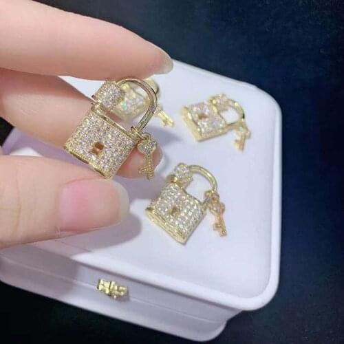 2pcs/lot 24mm Womens High Quality Classic Zircon Lock Pendants, Jewelry Accessories