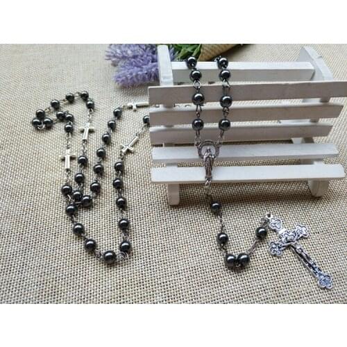 2PCS Wholesale Catholicism Christianism Madonna Religious Christ Jesuss crucifixion Cross crucifix Necklace prayer beads Amulet