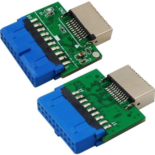 2 Pcs Upgrade Version Vertical USB 3.1 Front Panel Socket Key-A Type-E to USB 3.0 20Pin Header Male Extension Adapter