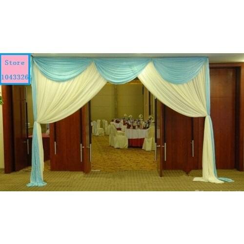 3*4m (10ft*13ft) wedding birthday party door decoration ice silk fabric backdrop gate drapery curtain with swag