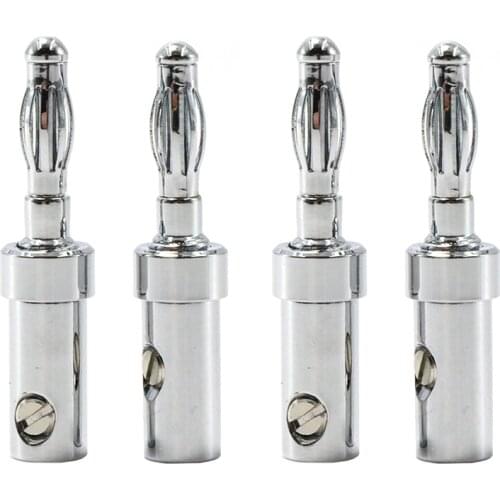 4Pcs Rhodium Plated Audio Grade Speaker Cable Connectors Banana plug without logo ,speaker cable connector jack , loudspeaker ca