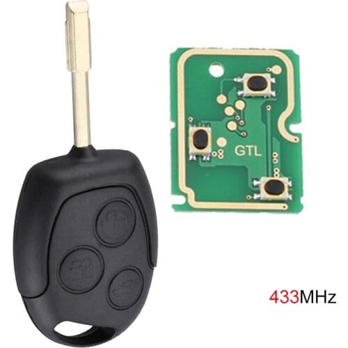 433 MHZ 3 Buttons Car Remote Entry Key Fob Replacement with Chip for Ford Mondeo Fiesta Focus KA Transit K2 2002-2012
