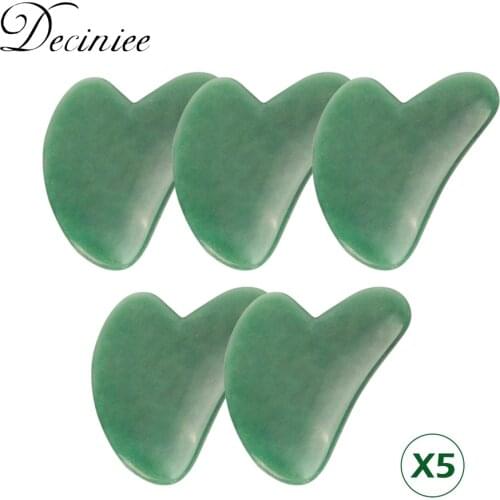 5pcs Natural Jade Guasha Stone Board Massage Rose Quartz Guasha Plate Jade Face Massager Scrapers Tools For Face Neck Back Body