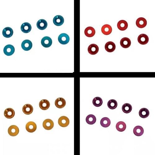 8pcs M3 M4 Corlorful Aluminum Flat Gasket washer for RC Car parts