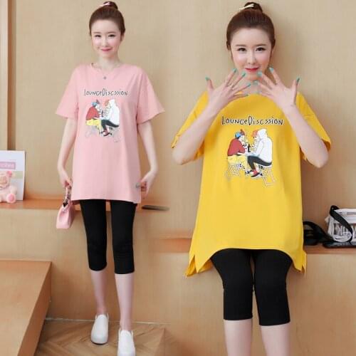 889# Maternity Clothes Summer Cotton Letter Printing Maternity Tops Sweet Style Casual T Shirt Dress