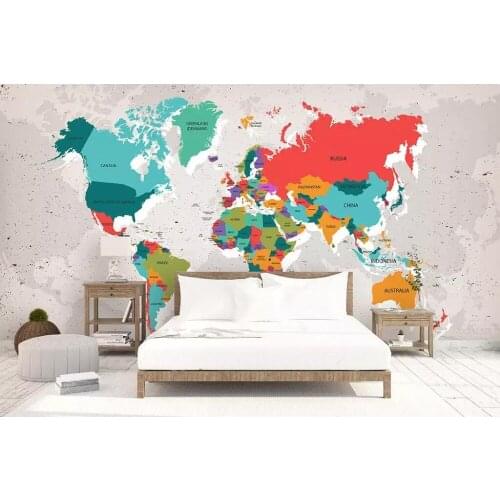 Custom wallpaper simple American retro mottled color world map TV background wall home decor 3d wallpaper mural papel de parede