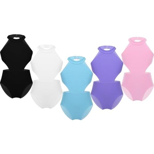 Ballerina Ballet Leotards for Girls Backless Gymnastics Practice Leotard Halter Sleeveless Dancing Costumes Jumpsuit Dance Wear