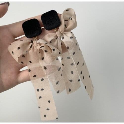 Ribbon Polka Dot Earings New Trend Korean Fashion Earring Women Dangle Earring 2021 Brincos Jewelry Dropshipping