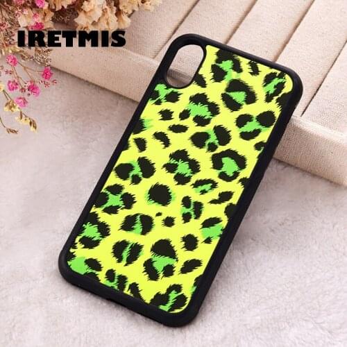 Iretmis 5 5S SE 2020 Phone Cover Case for iPhone 6 6S 7 8 Plus X Xs XR 11 12 Mini Pro Max Rubber Silicone Neon Yellow Leopard
