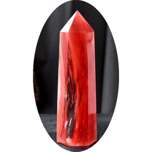 Pure handmade giant red melting-stone single pointed wand point healing family decorative arts and crafts collection
