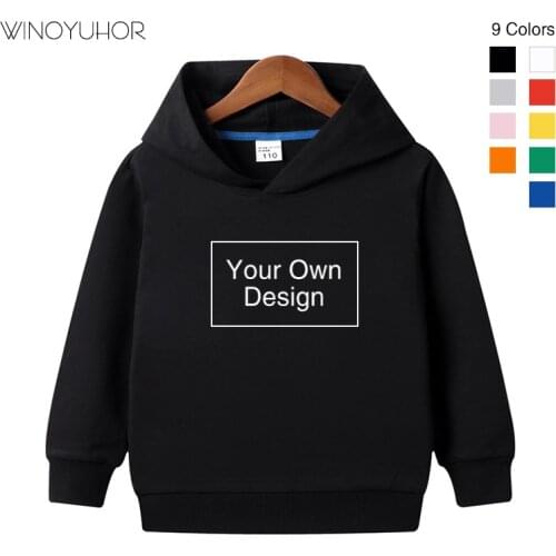 Your Own Design Logo Picture Customized Print Hoodies Kids Children Sweatshirts Clothing Baby Boy Girls DIY Cotton Pullover