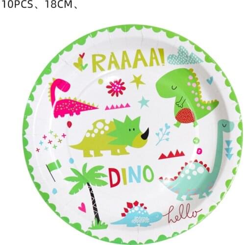 Dinosaur Kids Party Supplies Dinosaur Disposable Dishes Paper Plate Knife Fork Spoon Disposable Tableware Set Happy Birthday Set