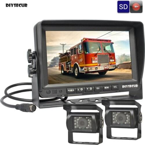 DIYSECUR AHD 7" IPS LCD Car Monitor Rear View Monitor Waterproof IR 960P AHD Camera With Video Recording 1V2