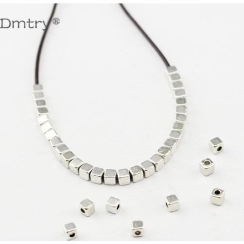 Dmtry 50g/lot Hot Wholesale Small Square Jewelry Accessories Metal Zinc Alloy Spacer Beads For DIY Handmade Jewelry Gift LC0049