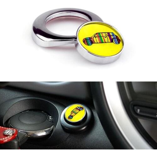 For 2nd Gen R55 R56 R57 R58 R59 R60 R61 Engine Start Button Cap Cover Yellow car Car Styling Accessories
