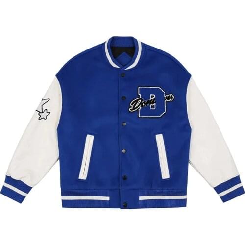 Nice Hip Hop College Jackets Mens Furry Stars letters Embroidery Color Block Harajuku Varsity Jacket Women Baseball Coats Unisex