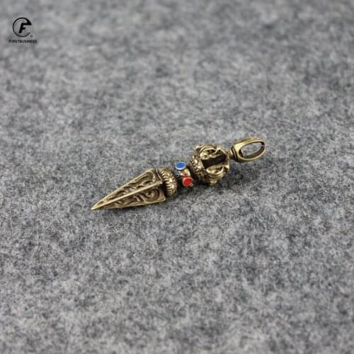 Copper Enamel Beads Vajry Pestle Ornaments Vintage Brass tea needle Key Chains Pendants Buddha Instruments Lucky Home Decoration
